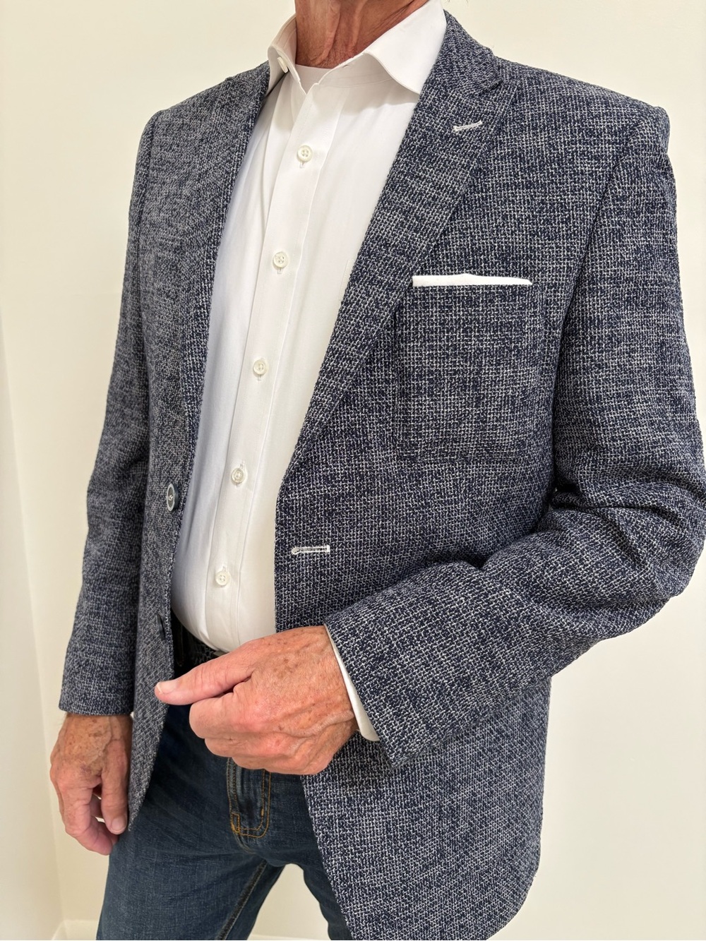 SMITH Navy Textured Sport Coat Blazer